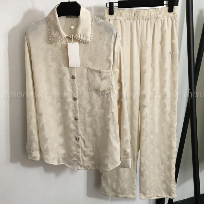 Women Home Clothing Sets Female Shirts Pants Long-sleeved Nighty With Dust Bag