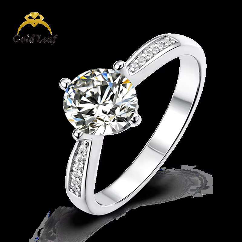 Goldleaf Jewelry 2023 Fashion Ring 1ct Round Brilliant Engagement Moissanite Ring White Gold Plated Sterling Silver 925 Vint