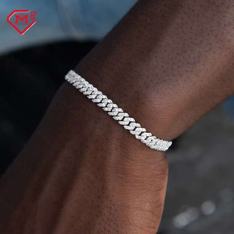 Customizable Hiphop Moissanite Bracelet 925 Sterling Silver 6mm Iced Out Vvs Moissanite Cuban Link Bracelet