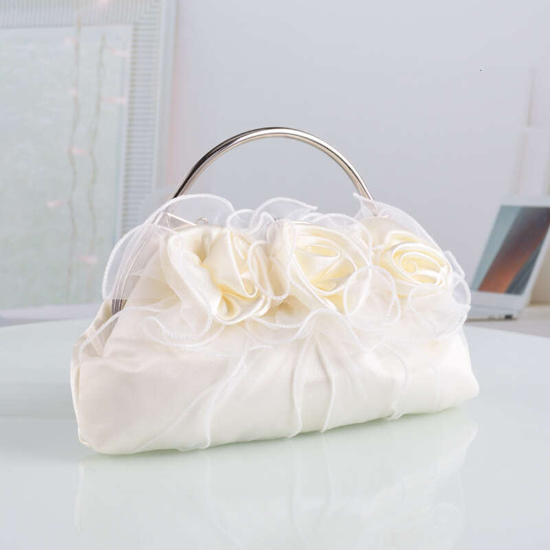 Dinner Bag New Women S Mesh Flower Handbag Exquisite Satin Evening Bag Bride Fairy Bag KQ