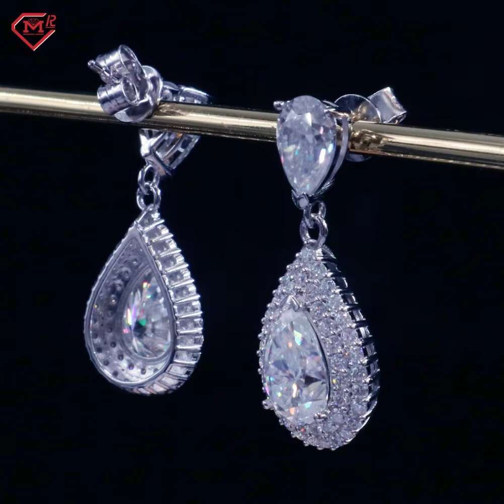 High Quality Drop Earrings Water Shape Vvs Pass Diamond Tester 10K Gold Plated Moissanite Earrings