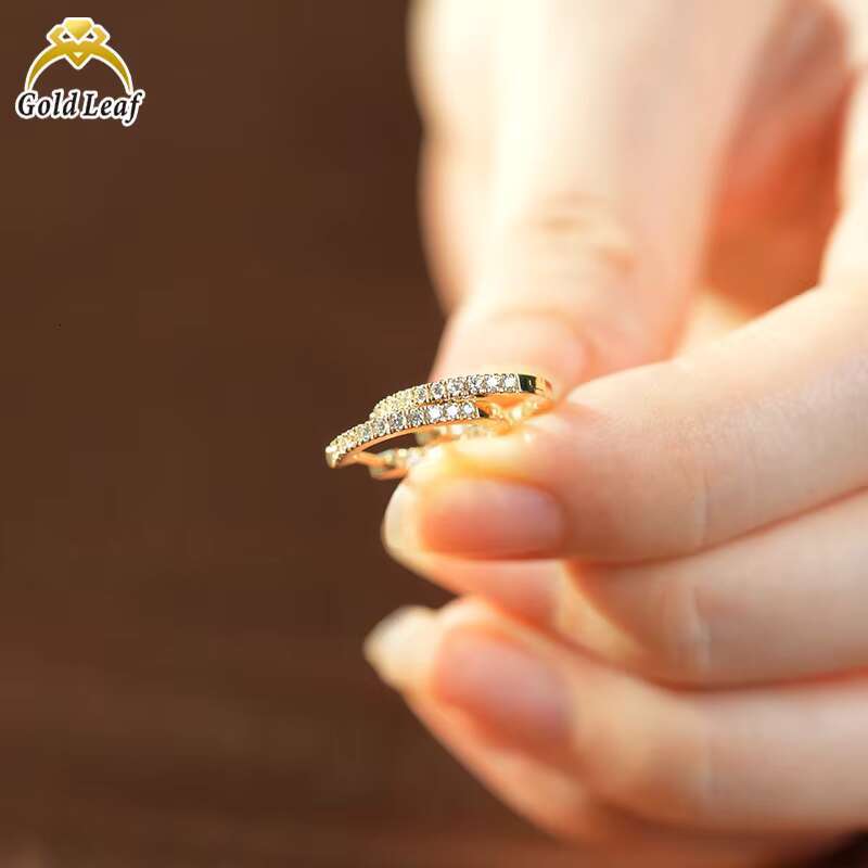 Goldleaf Luxury Diamond Earrings Popular Jewelry 10K 14K 18k Gold Plated Diamond Huggie Hoop Earrings Women Gift