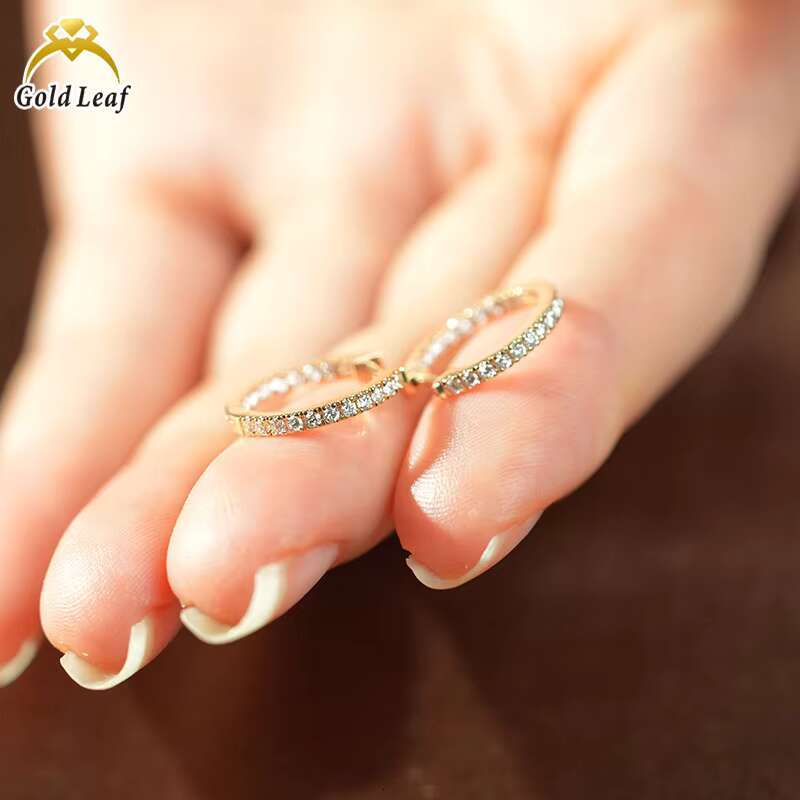 Goldleaf Luxury Diamond Earrings Popular Jewelry 10K 14K 18k Gold Plated Diamond Huggie Hoop Earrings Women Gift