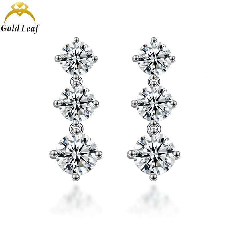 Goldleaf 925 Silver Diamond Drop Earrings VVS D Moissanite Earrings with GRA Certificate Pass Diamond Tester Fine Jewelry