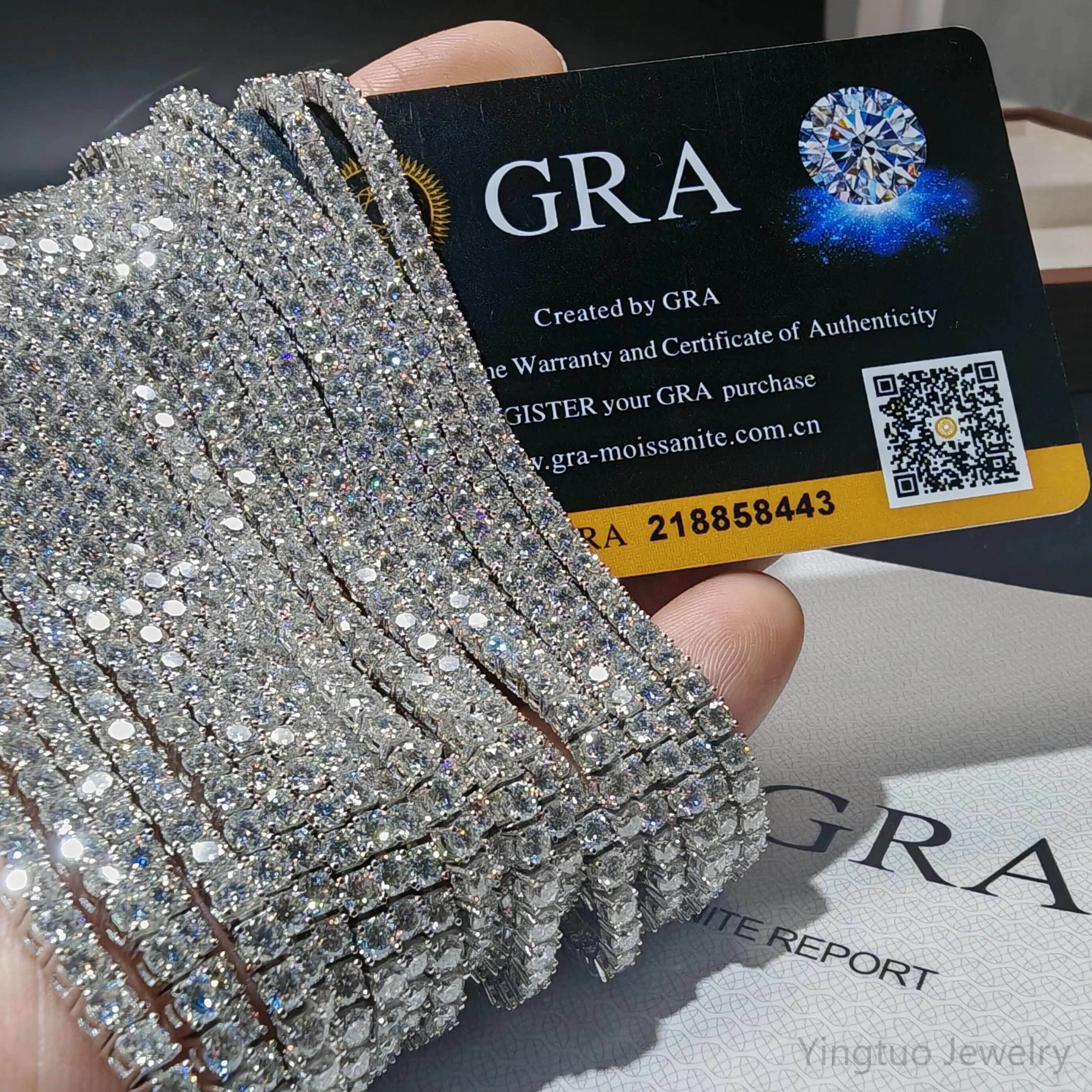 Fashion Iced Out 925 Sterling Silver Synthetic Moissanite Diamond VVS 5mm Round Moissanite Tennis Bracelet for Men Woman