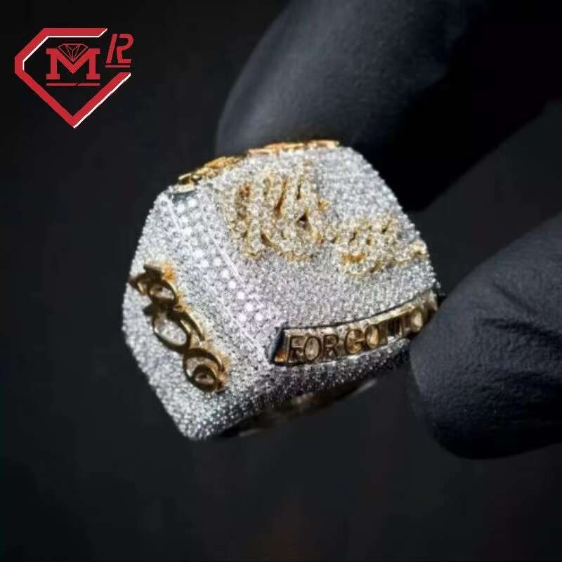 Hip Hop Moissanite Rings 925 Silver Mens Iced Out Baguette VVS Moissanite Buss Down Custom Championship Ring