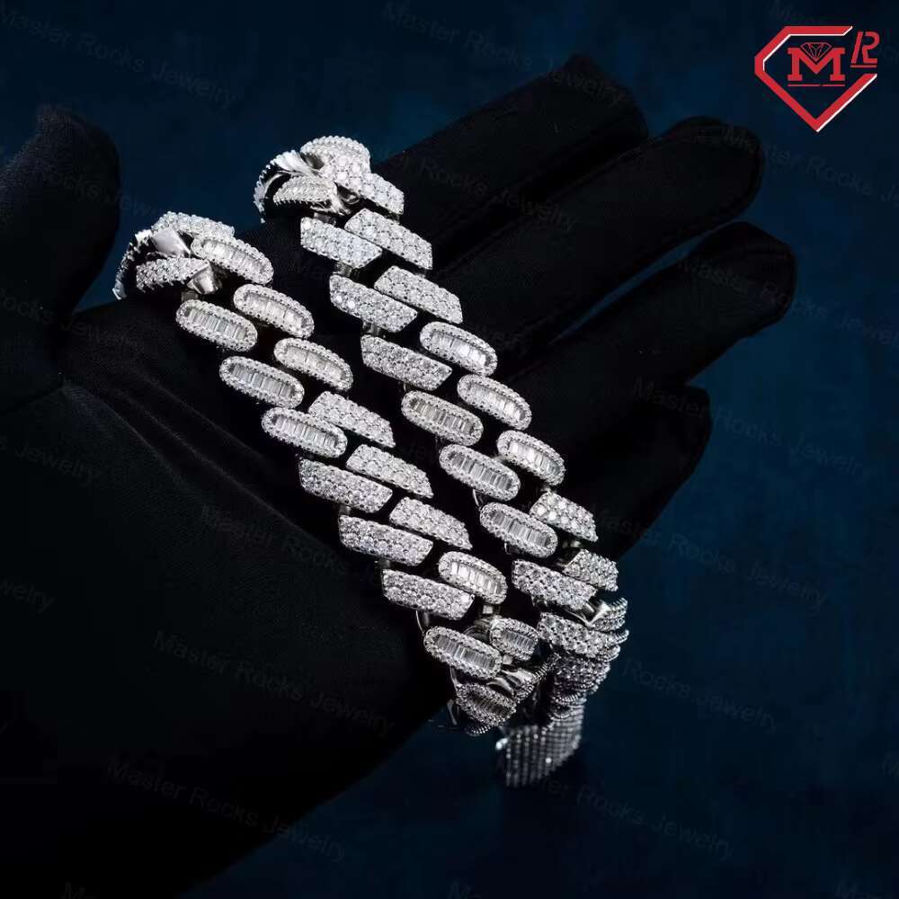 Popular Moissanite Cuban Chain Custom Hip Hop Jewelry 15mm Iced Out 14k Gold Real Cuban Link Chain