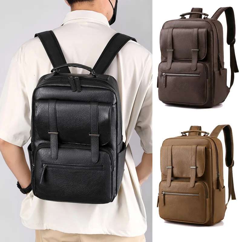 PU Business Backpack Large Capacity Laptop Bag Multifunctional Computer Backpacks Men Waterproof Travel Daypack Students Pack