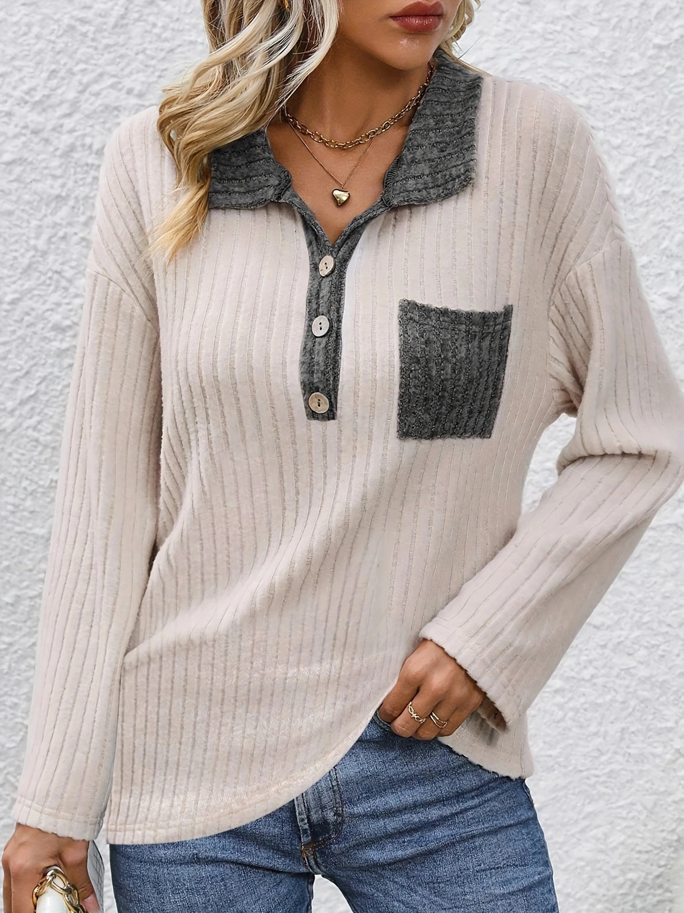 Top of womens fashionable cylindrical round neck panel button 250425