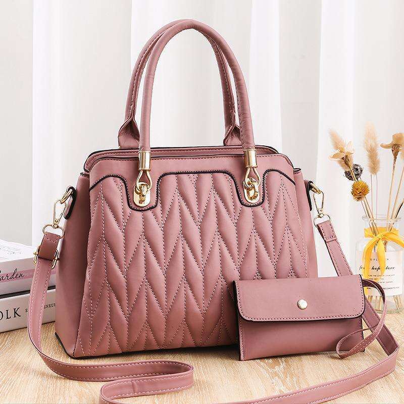 Hot Sale Women's Fashionable Wrinkle Large Capacity Two Piece Set Single Cross Shoulder Handbag 2025 Versatile New Trendy Clothing Ins