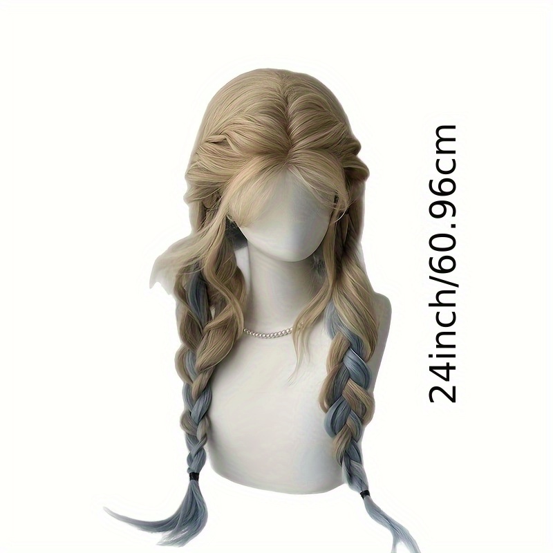 Gold Blondes to Blues Graduated Wave Synthetic Hairpiece Thick Volume High-Density Lush Layers for Women's Everyday Outfits
