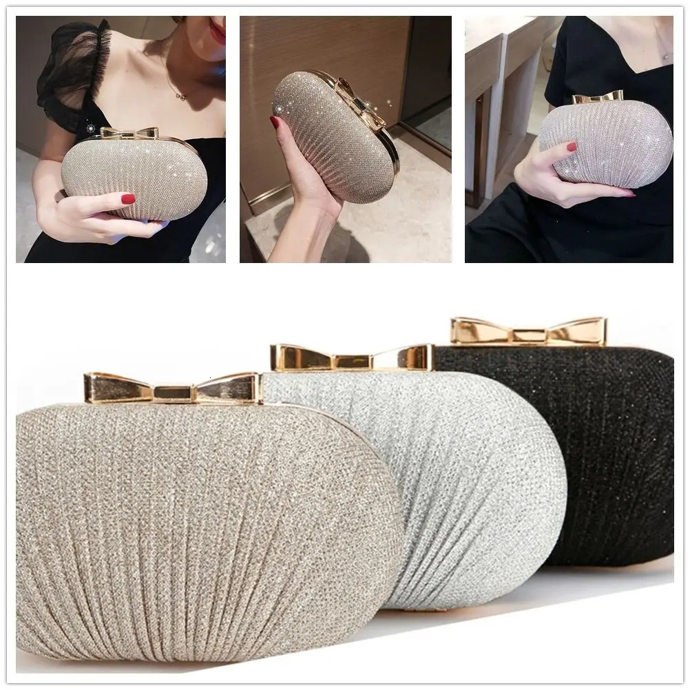 Wedding bride clutch handbag ladies evening party bag chain shoulder elegant egg shaped banquet wallet 250428