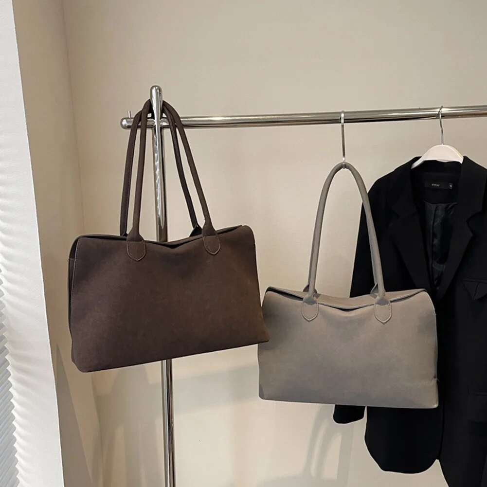 Retro Handbag For Women Men With Inner Pocket Underarm Suede Trendy Top Handle Satchel Work Travel Bag