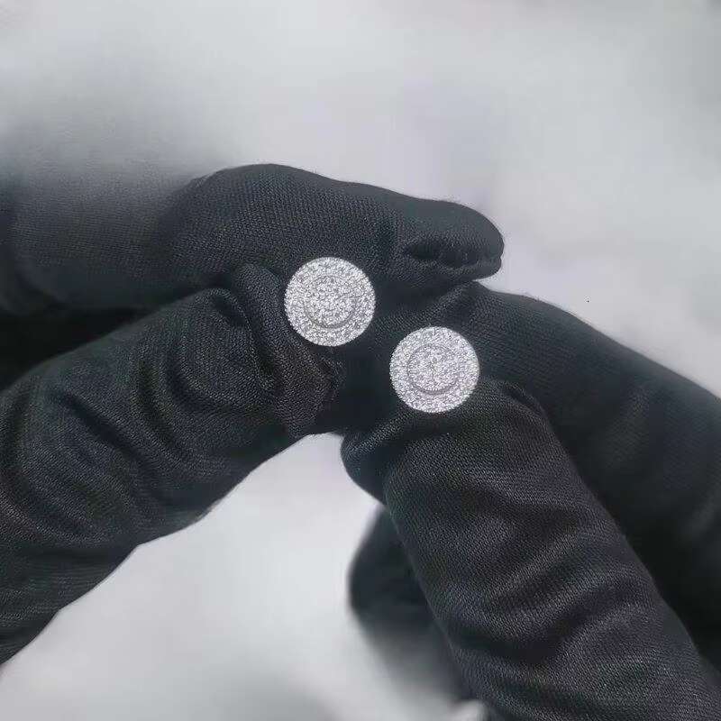 Fine Jewelry Moissanite Round Earrings Cluster 925 Silver Screw Back Vvs Iced Out Moissanite Earrings