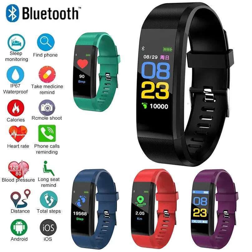 115Plus Bluetooth 4.0 Bracelet intelligent Smartwatch pour iOS Android Sport Fiess Tracker Kids Touch Wristbbbbbrand Watch