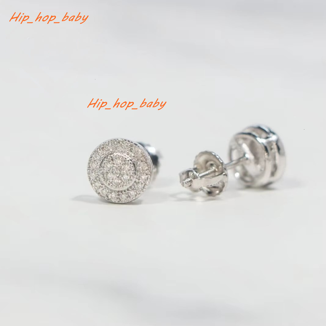 Fine Jewelry Moissanite Round Earrings Cluster 925 Silver Screw Back Vvs Iced Out Moissanite Earrings