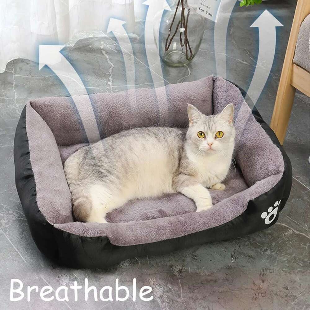Color Square Winter Soft Warm Mat Waterproof Cat Pet Bed for Large Medium Small Dog House