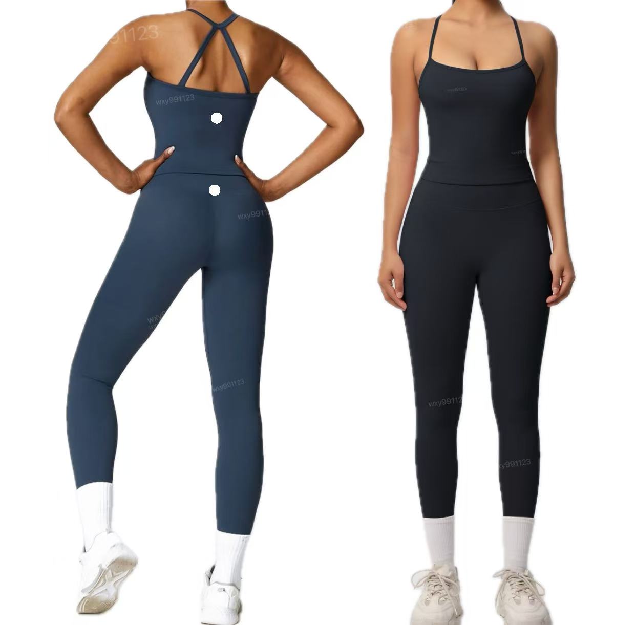 New Women Yoga Two-piece Set Short Running Tank Top+ Long Pant Solid Color Sports Bra With Fitness gym set women Yoga Outfit