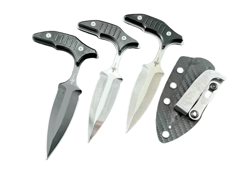 3Models Sword Pocket Fixed Blade Knife 4.13'' D2 Steel Blade, G10 Handles