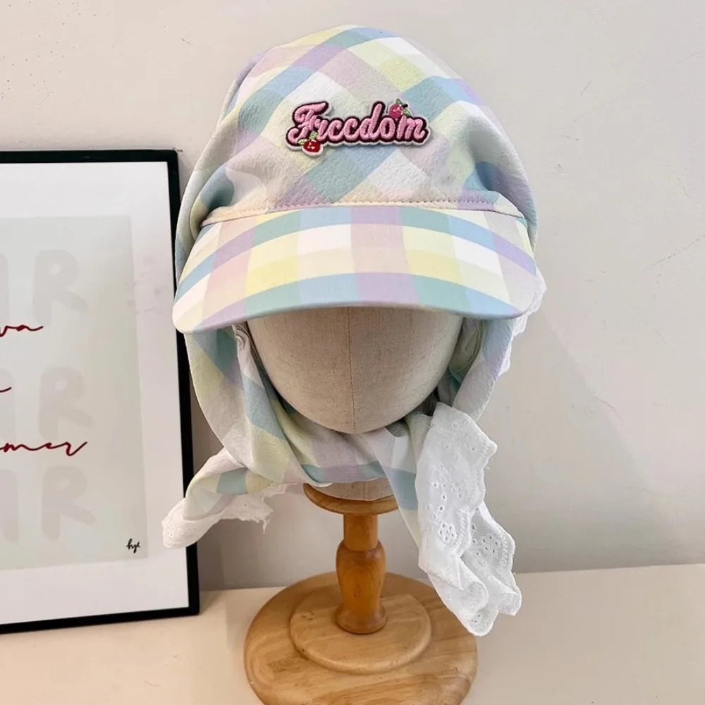 Casual Korean style plain baseball cap embroidered cotton shoulder strap shoulder strap hat hair strap leather hat letter headscarf hat girl 250429BJ - view 5