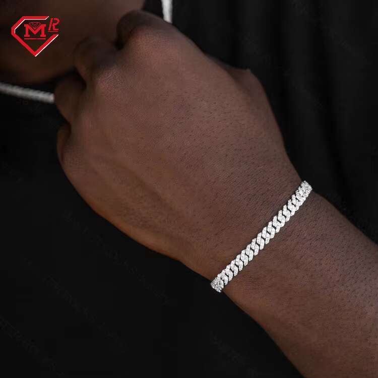 Customizable Hiphop Moissanite Bracelet 925 Sterling Silver 6mm Iced Out Vvs Moissanite Cuban Link Bracelet