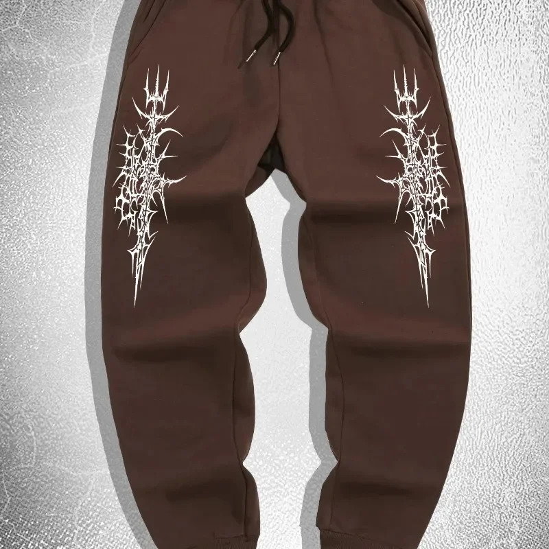Mens printed waist sports pants street casual sports pants outdoor sports casual pure sports pants 250428