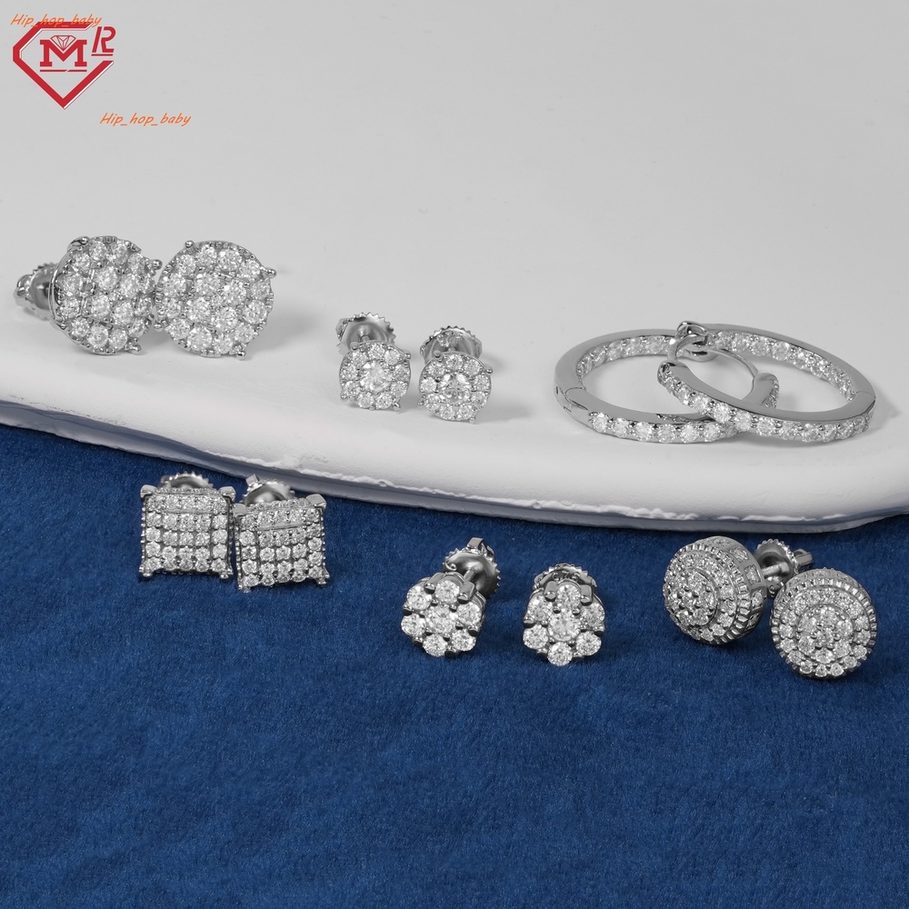 Classic Moissanite Engagement Earrings Sterling Silver 925 Custom Vvs Iced Out Moissanite Earrings
