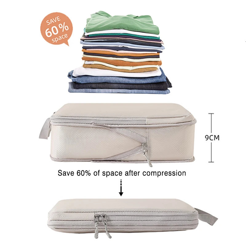 4Pcs Travel Compressible Packing Storage Bag Portable Cubes Waterproof Suitcase Clothes Organizers Handbag Luggage Storage Cases 250605