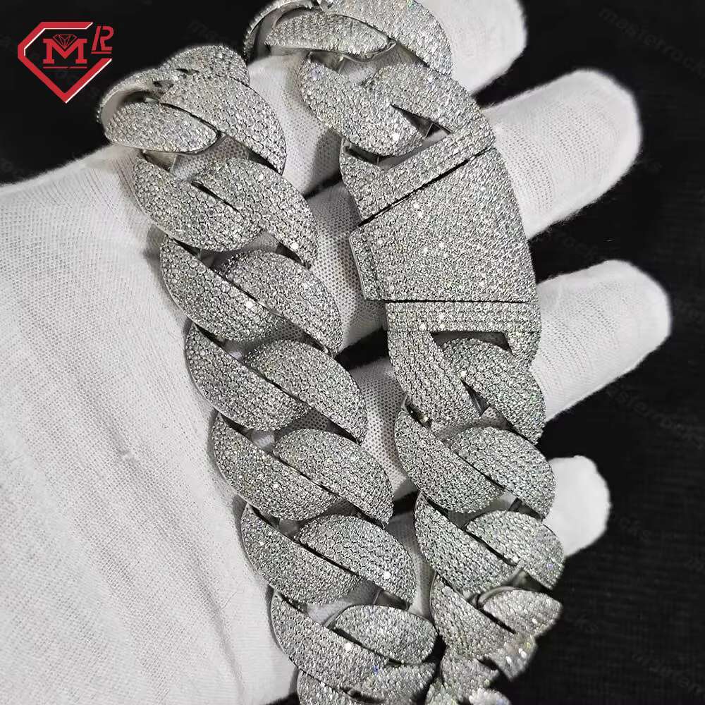 Heavy 20mm Big Size Moissanite Cuban Chain Silver Gold Plated Hiphop Vvs Moissanite Miami Cuban Link Chain Iced Out Cuban Chain