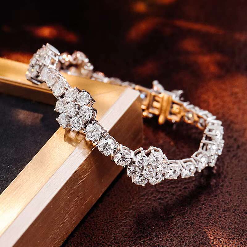 Fine Jewelry 10K Solid Gold VVS Diamond Tennis Chain High End GRA Certified Iced Out Moissanite Flower Tennis Bracelet