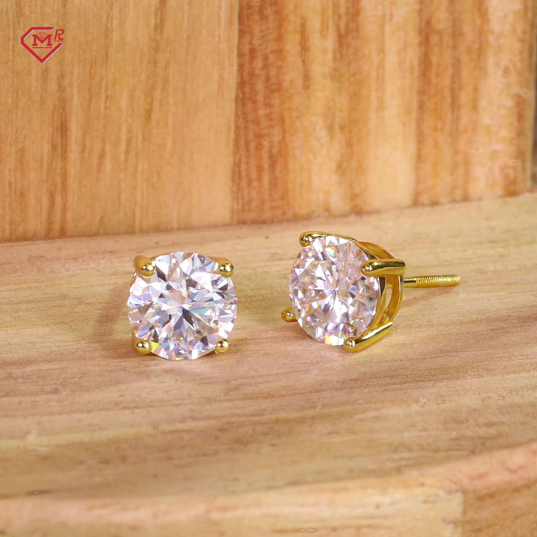 Customized Mossanite Earrings 925 Silver Screw Back Round Hip Hop 2CT Moissanite Earrings for Men Women