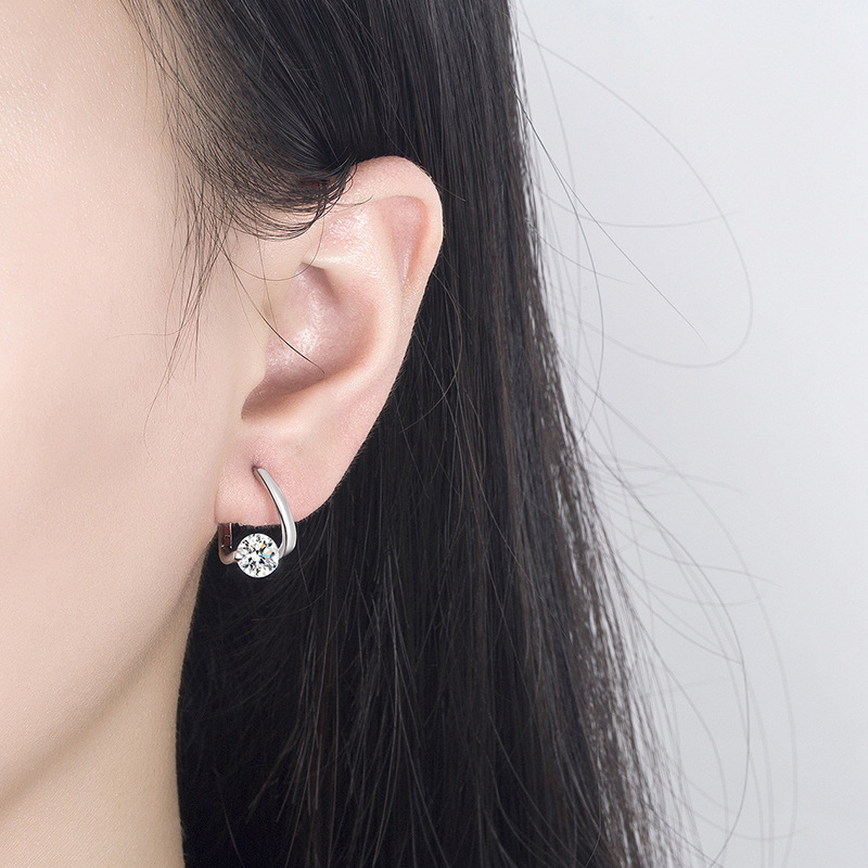 Irregular Moissanite Stud Earrings, 925 Silver