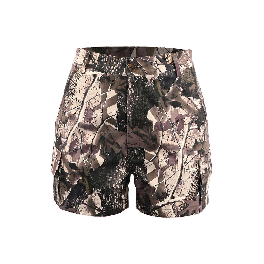 2107 Europe and America Summer Women's Camouflage Printed Patchwork Shorts 2025 New Casual Versatile Fashion Clothing
