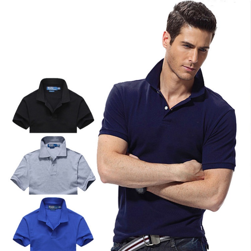 2025 Men's Embroidery big horse short sleeved Polo shirt button T-shirt men's comfortable slim fit top summer clothing
