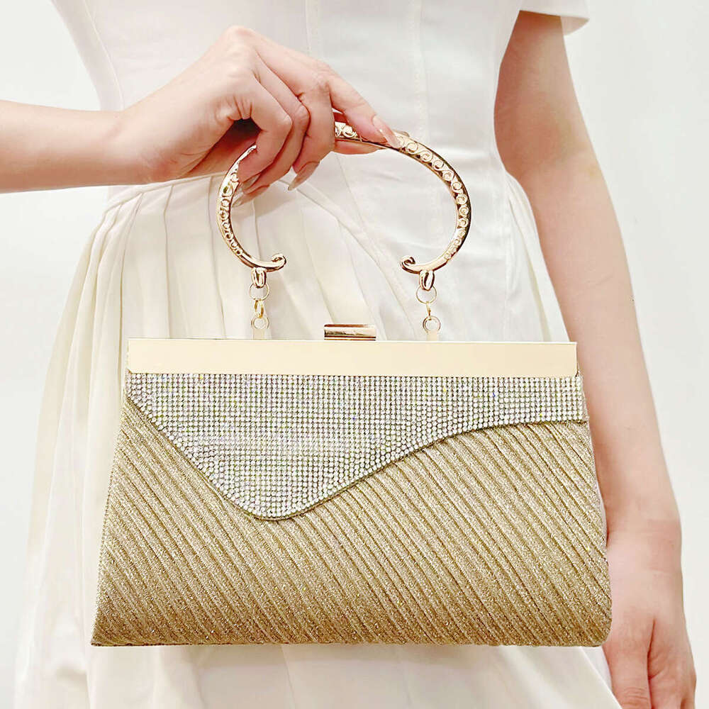 Dinner Bag New Water Women S Banquet Bag With Diamond Set Metal Handbag Straight Bride KQ
