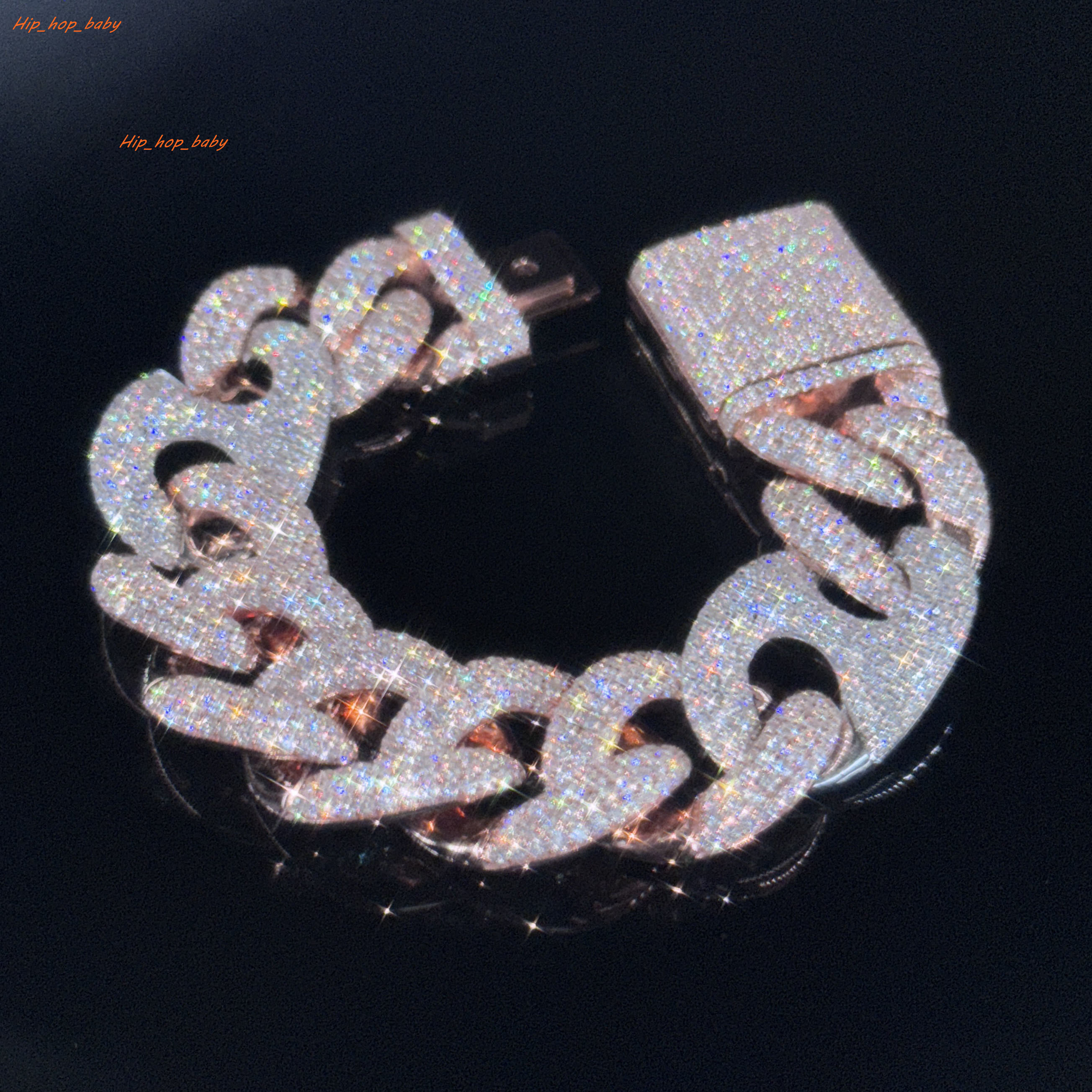 Hip Hop Jewelry Moissanite Cuban Bracelet Men S925 Sterling Silver Rose Gold Moissanite Bracelet