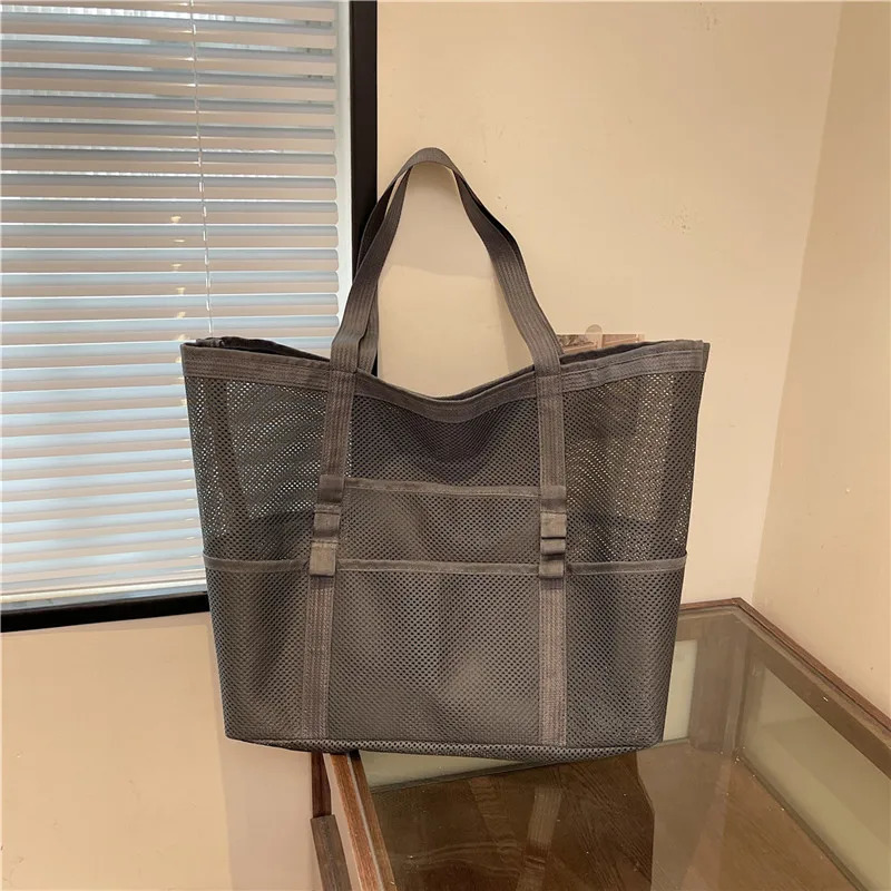 Multipocket Summer Large Beach Bag For Towels Mesh Durable Beach Bag For Toys Waterproof Underwear Pocket Beach Tote Bag 250428