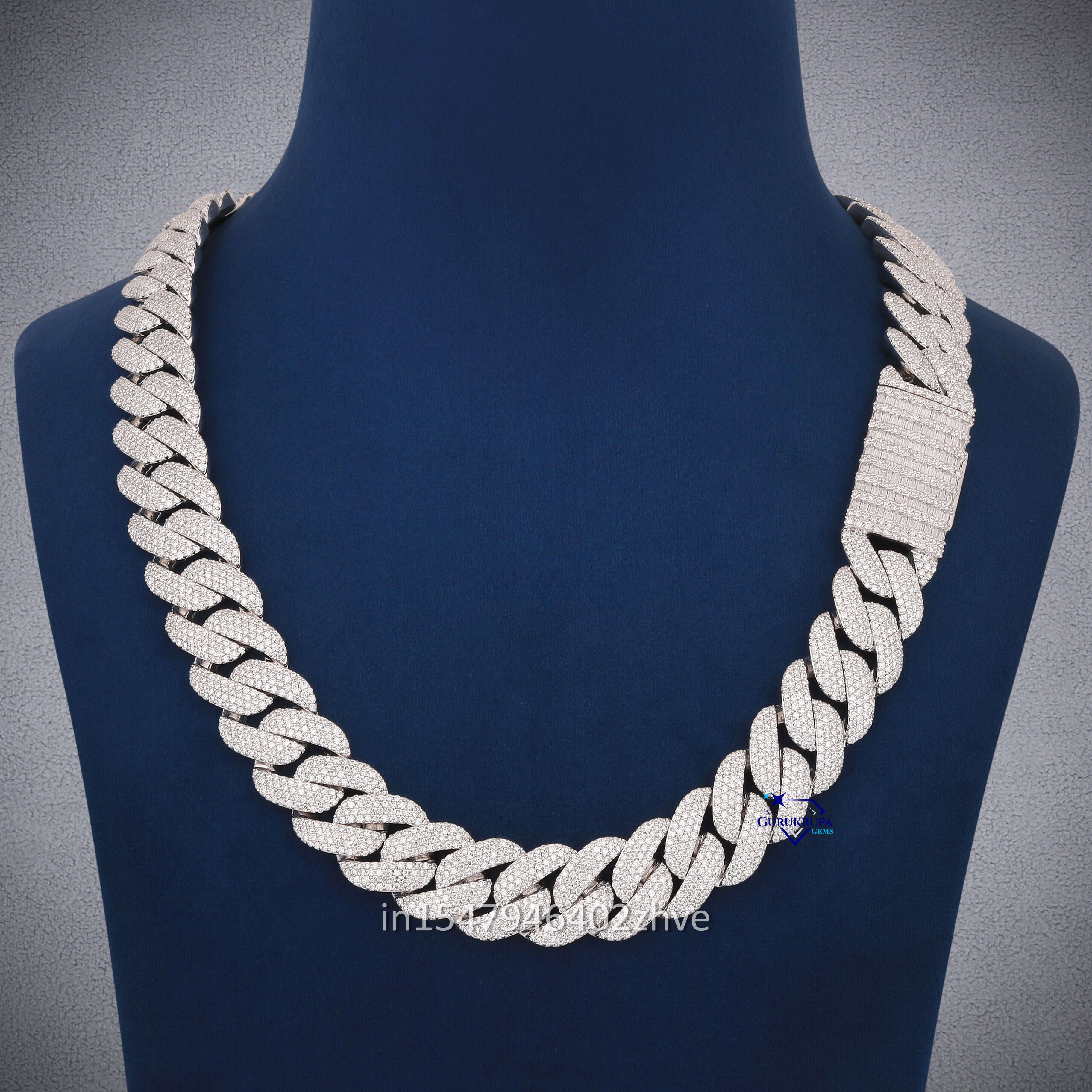 925 Silver Moissanite Diamond Miami Cuban Chain Necklaces for Men Personalized Custom Design for Party Wear Gift Jewelry