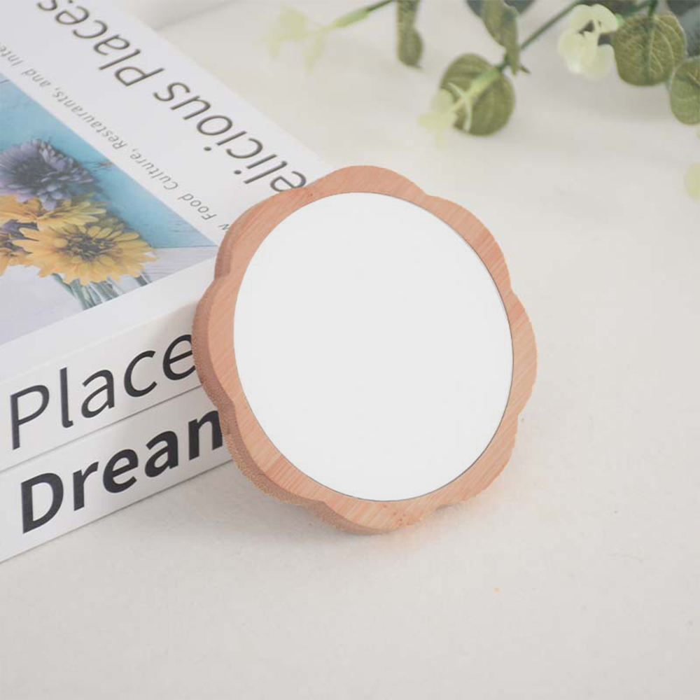 DIY unique text customized wooden sunflower hand mirror, cute flower hand held mirror can be placed in a bag to carry a makeup mirror - personalized b