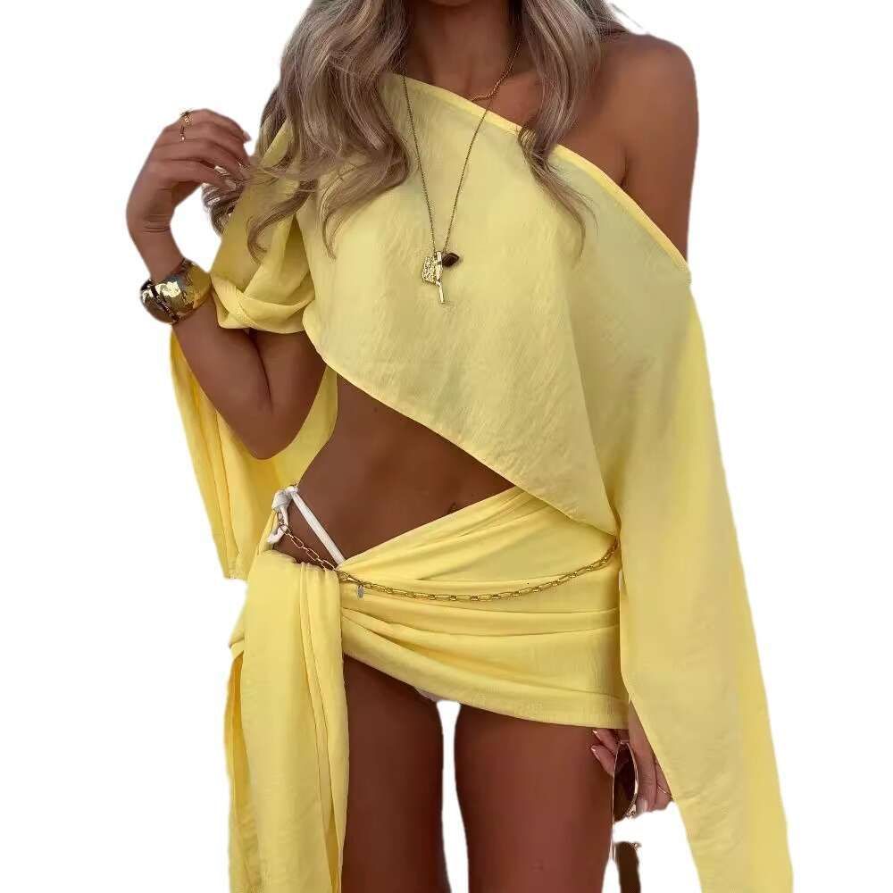 SS6041 European and American Summer Seaside Vacation Sunscreen Breathable Set 2025 New Casual Fashion Trendy Clothing