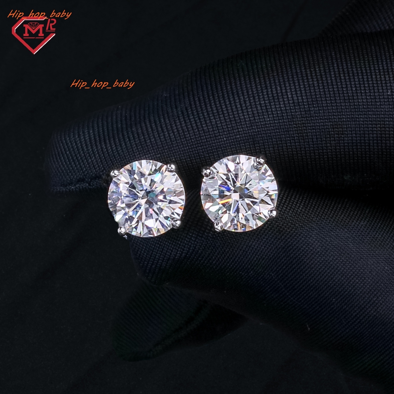 Iced Out Mossanite Stud Earrings 6.5MM Hip Hop 925 Silver Round Customized Moissanite Earrings
