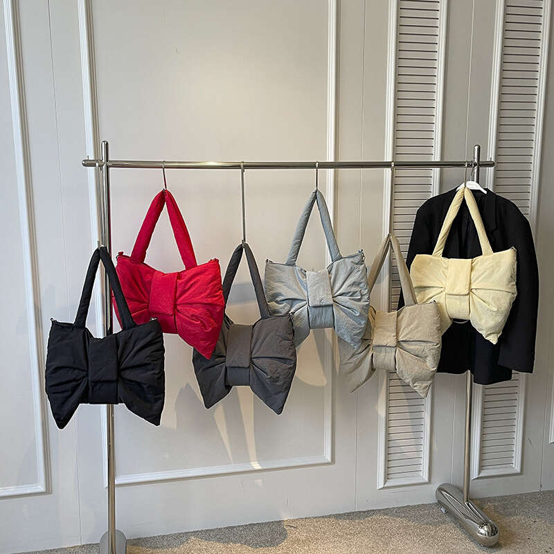 Korean version butterfly bow large capacity tote bag for women 2025, popular online, same style handbag shoulder niche crossbody canvas bag, 2025 new 