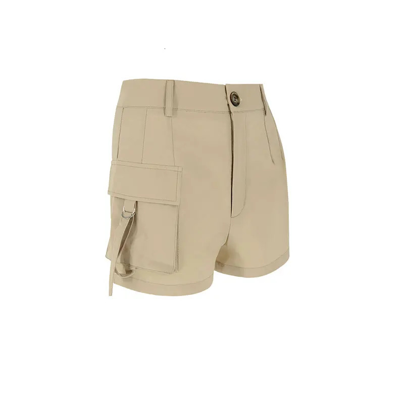 Womens sexy Bodycon cargo shorts summer streetwear fashion button pocket zipper pants casual ultrathin womens clothing 250425