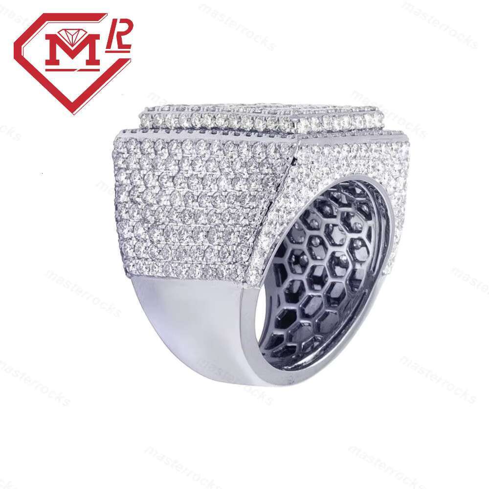 Gra Certified Hiphop Moissanite Ring Men Punk Rapper Baguette Cut 925 Silver VVS Iced Out Moissanite Ring