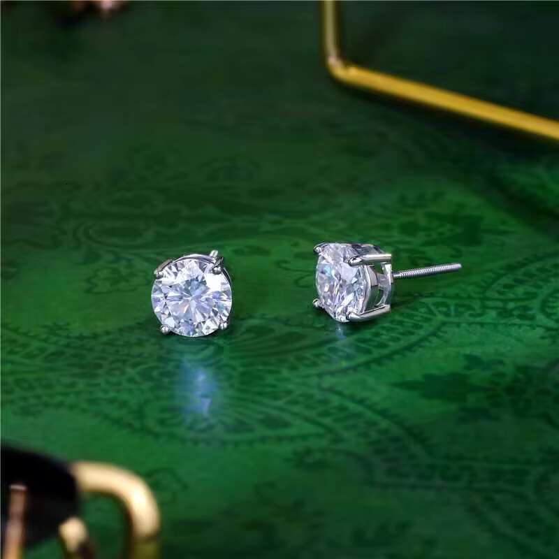 Wholesale Ale Diamond Earrings Screw Back 925 Silver GRA Certificated Elegant Design Moissanite Earrings