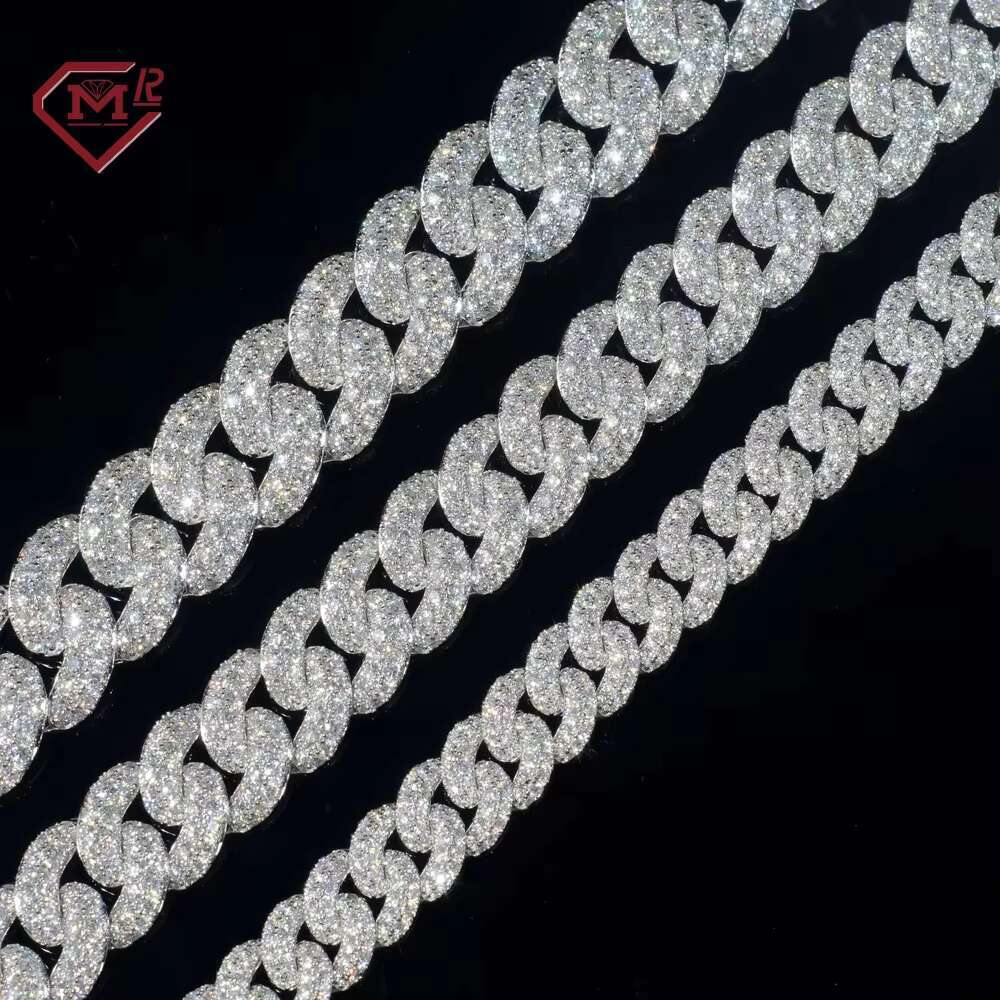 Hiphop 12mm Cuban Chain 925 Sterling Silver Miami Vvs Iced Out Moissanite Cuban Link Chain