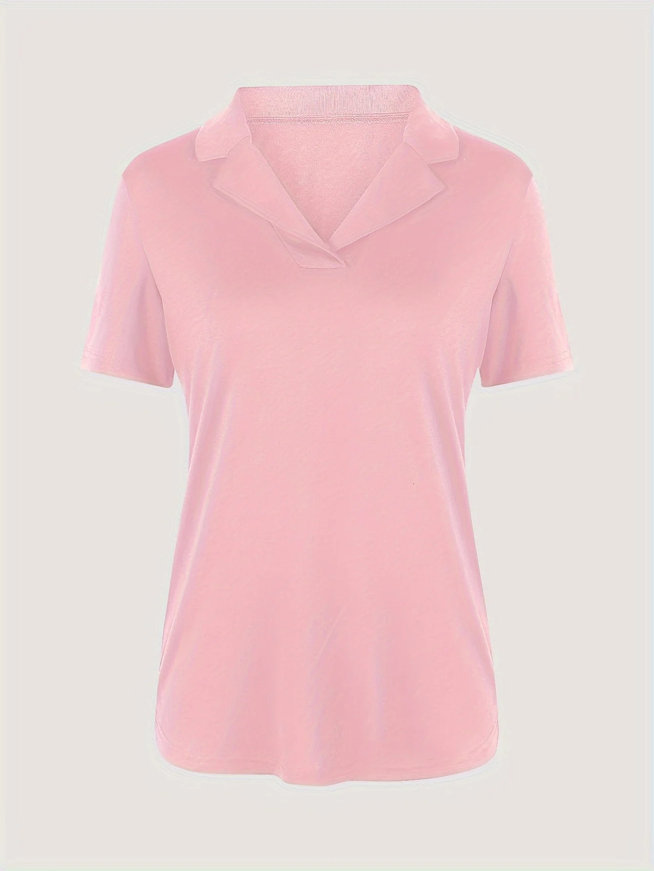 Loose casual workplace short sleeved lapel fashionable solid color POIO shirt 250425