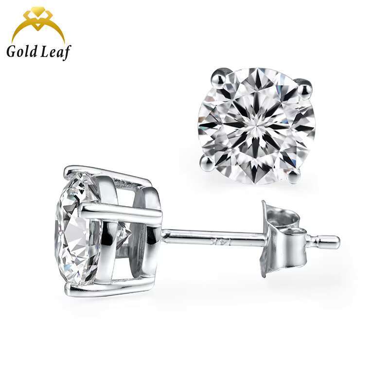 14K White Gold 0.30CT-5CT GIA/IGI Certified DEF VVS White Clear Round Cut Lab Grown Diamond Fine Stud Earrings Womens Jewelry