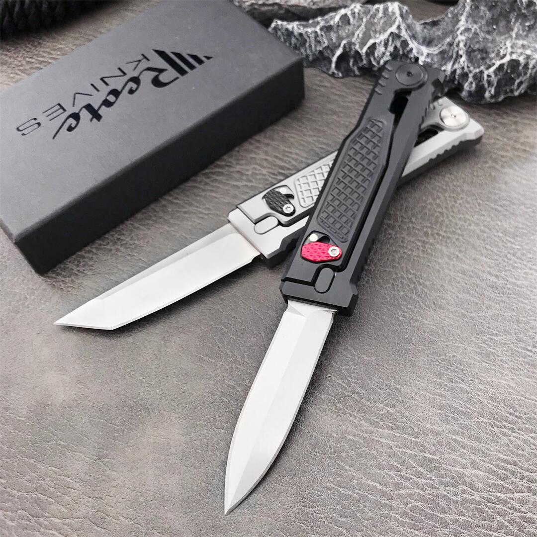 2Models Reate Assisted Open Folding Knife 2.76 D2 Satin Plain Blade, T6-Aluminum Handles