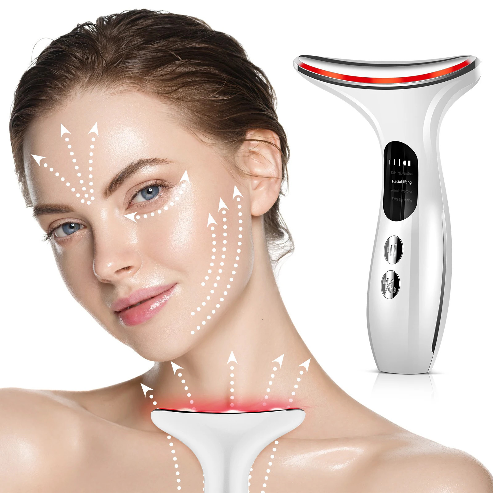 EMS Face Neck Lift Beauty Device Massager LED Double Chin Remover Skin Rejuvenation Tightening Anti Wrinkle 250422